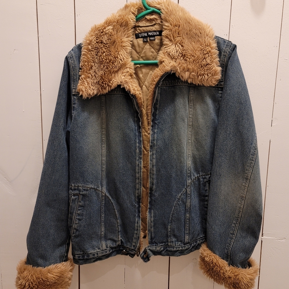 Steve Madden Removable Faux Fur Lined Denim Jacket